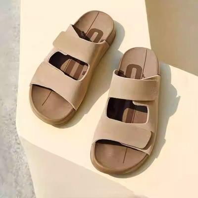 Женская обувь 2024 года, новые женские тапочки с открытым носком, летние римские твердые подошвы, повседневные пляжные тапочки на плоской подошве, удобные тапочки