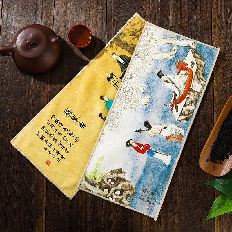 Suede Flannel Lint-Free Absorbent Tea Towel - Ancient Style, High-Grade, Multi-functional Design
