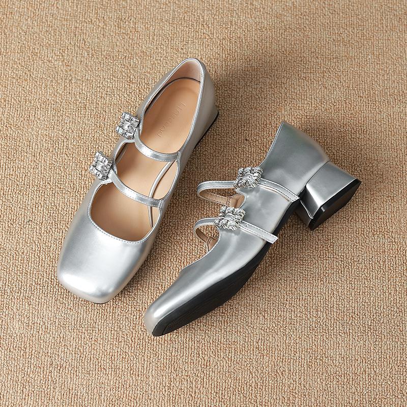 Patent Leather Women High Heel Shoes Retro Thick Heel Female Pumps 2024 Brand Shoes Female Buckle Strap  Solid Classics Pumps