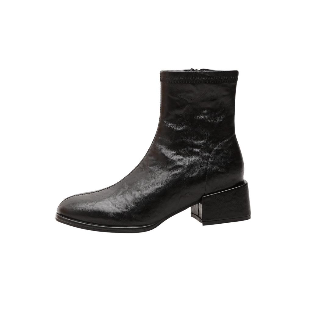 Женские осенние ботинки из натуральной кожи Новые осенне-зимние ботинки на толстом каблуке в стиле ретро, британском стиле, короткие ботинки, повседневные низкие ботинки для женщин