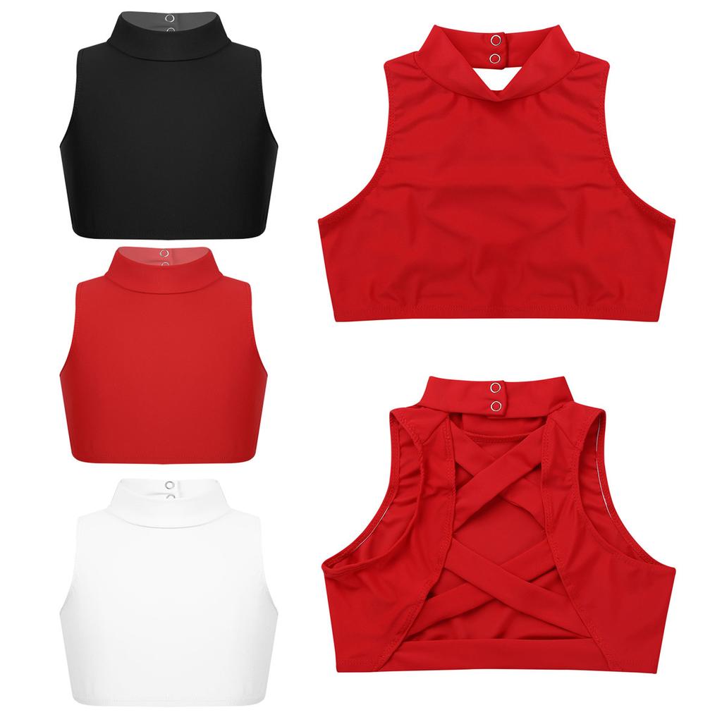 Женский укороченный топ без рукавов с воротником-стойкой для тренировок, спорта, йоги, спортивный бюстгальтер, гимнастические, танцевальные топы