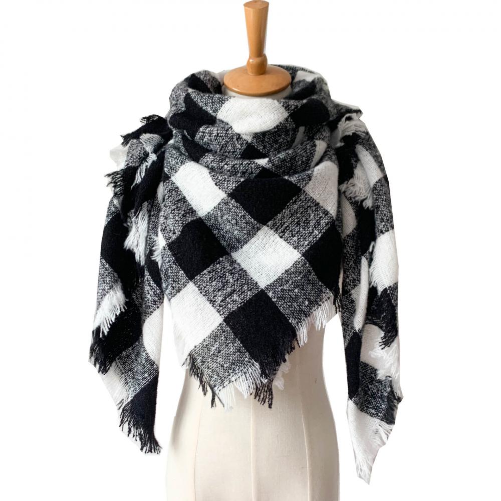 Spring Autumn Winter Shawl Ladies Plaid Triangle Scarf
