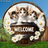 Rustic Welcome Wooden Sign with Adorable Cat Pattern - Charming Decorative Plaque for Home, Garden Decor