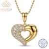 WUIHA 925 Sterling Silver Lab Sapphire High Carbon Diamonds Gemstone Wedding Engagement Cocktail Pendant Necklace Fine Jewelry