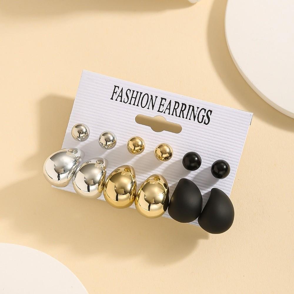 6pairs Chunky Water-drop Drop Earrings Glossy Luxury Chunky Waterdrop Earrings Bead Matte Finish Hanging Dangle Earring Party