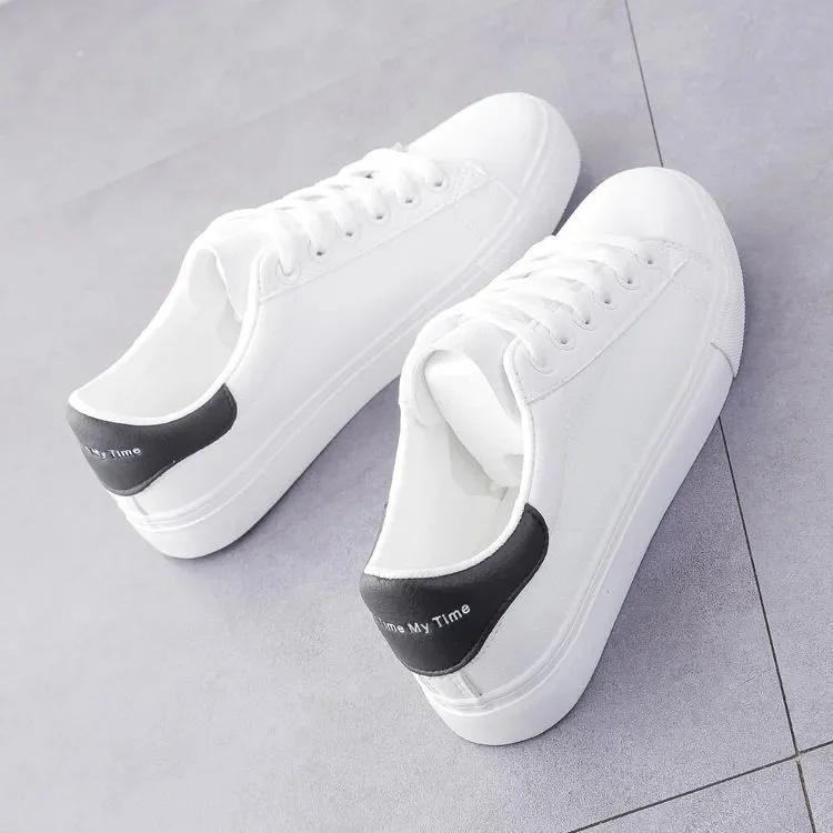 2025 New Women Sneakers Breathble Vulcanized Shoes Pu Leather Platform Shoes White Lace Up Casual Shoes Zapatos Mujer Zapatillas