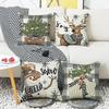 4 Set Christmas Cushion Cover Pillowcase 45cm Xmas Reindeer Snowman Cushion Covers Decorations for Home Ornament New Year Decor