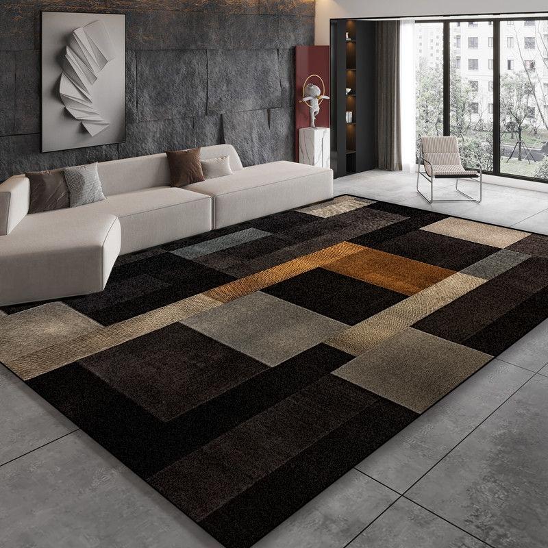 Современный черно-коричневый геометрический ковер Декор для гостиной Спальни Прикроватный мягкий коврик для пола Домашний диван Нескользящие большие ковры Настраиваемые