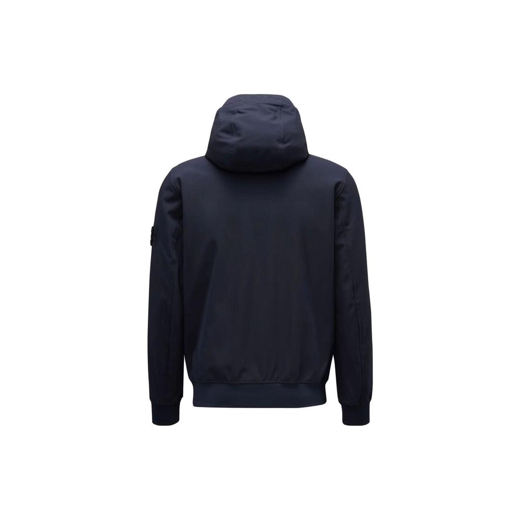 STONE ISLAND FW23 Soft Shell-R E.Dye® Ветрозащитная Водонепроницаемая Дышащая Куртка Софтшелл с Длинным Рукавом и Капюшоном на Молнии Мужская Куртка Темно-синий 7915Q0122-V0020