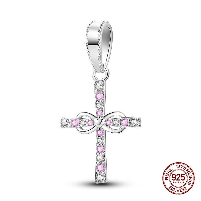 Original Charms Copper Fashion Synthetic Zircon Cross Series Charm Bead Fit 3Mm Original Bracelet For Women Diy Jewelry Gift
