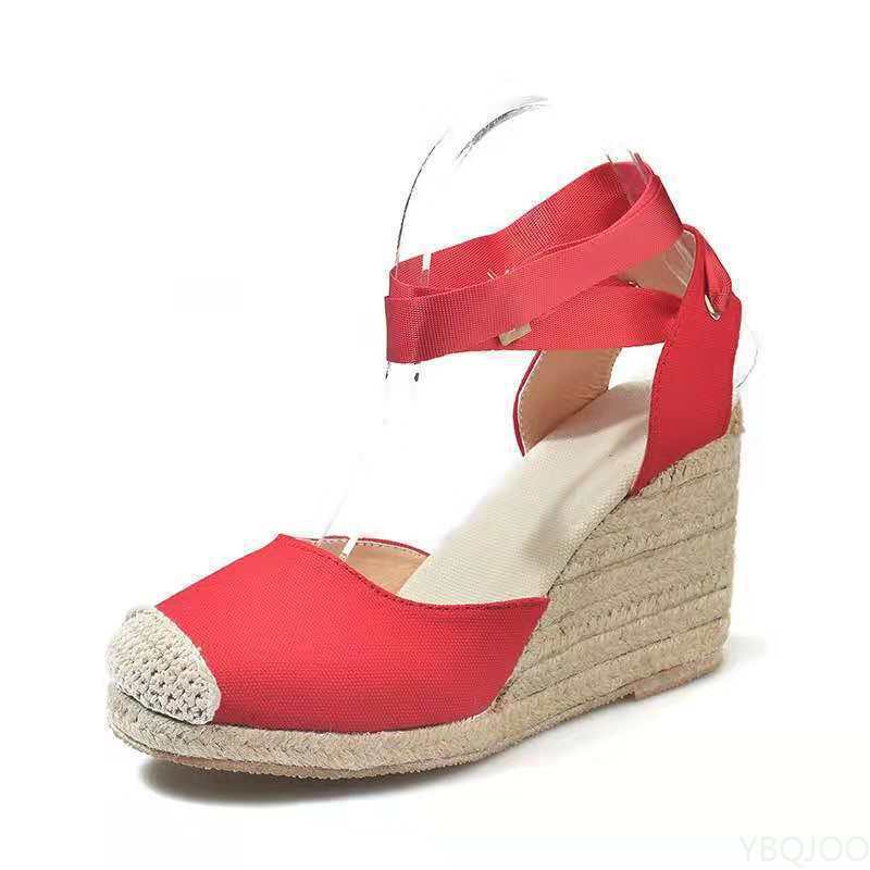 Fashion Espadrille Ankle Strap Women Sandals Comfortable Slippers Ladies Womens Casual Shoes Breathable Flax Hemp Canvas