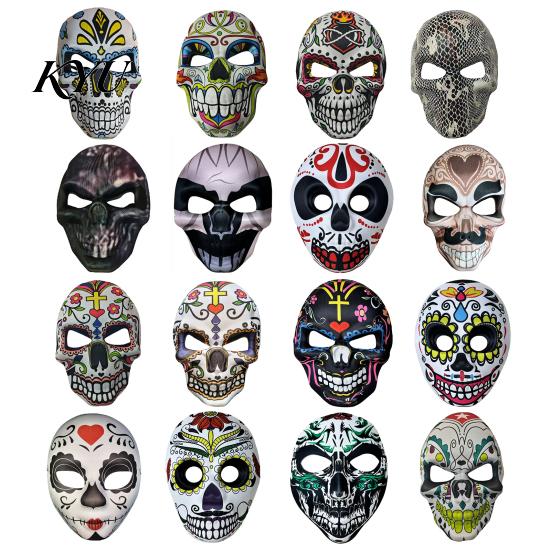 Comfortable Carnival Face Cushion Day of The Dead Skull Masque, Halloween Sugar Full Realistic Masque for Adults Masquerade Party Accessory