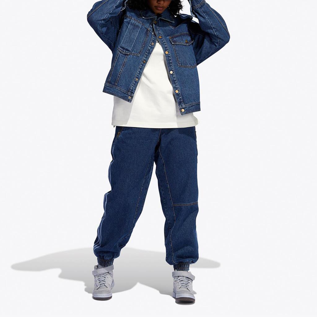 Adidas Originals Trefoil X Ivy Park Co-Branded однобортная повседневная джинсовая куртка в полоску для мужчин, верхняя одежда синего цвета HG6544