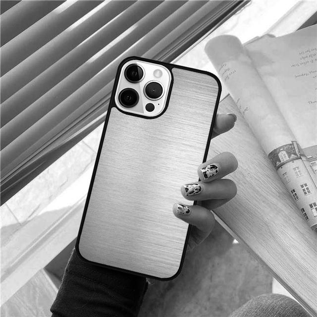 Чехол-накладка для iPhone 17 Air 15 16 14 13 12 Pro Max 11 Pro Max Plus с текстурой шлифованного металла Стальная печать Coque