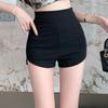 Black High-Waisted Super Short Korean Style Women's Irregular Hip-Hugging Hot Pants, Summer 2024