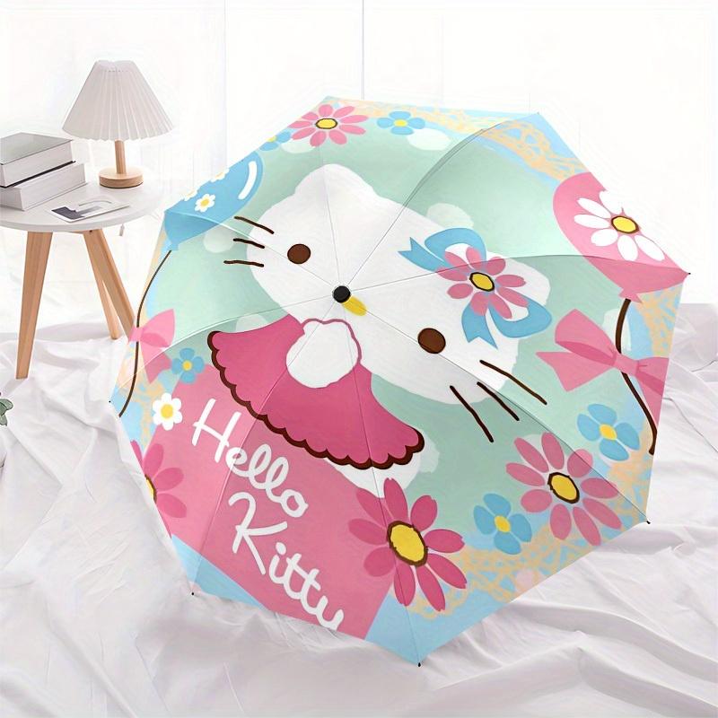 1pc Hello Kitty Floral Party Umbrella with Plastic Handle,Suitable for All Seasons Home Travel Outdoor UmbrellaSanlio356