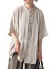 Antiqua Short Sleeve Shirt with Chinese One Beige Women's Linen-Like Buttons, PK-01341, Size, 01,