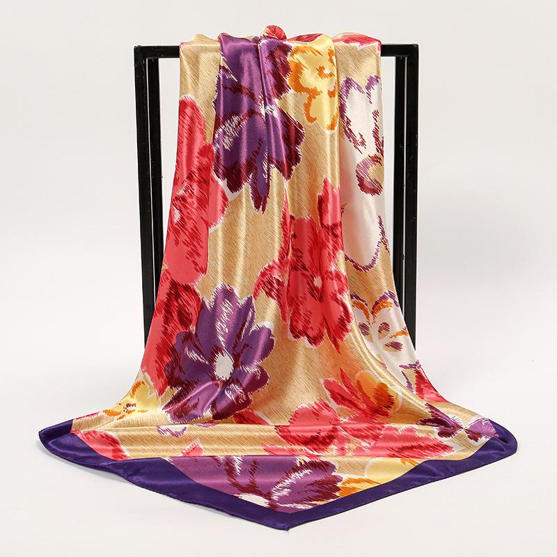 Spring and Autumn Women's Cashew Print Square Scarf Fashion Commuting Versatile Headscarf Stained Rose Square Scarf