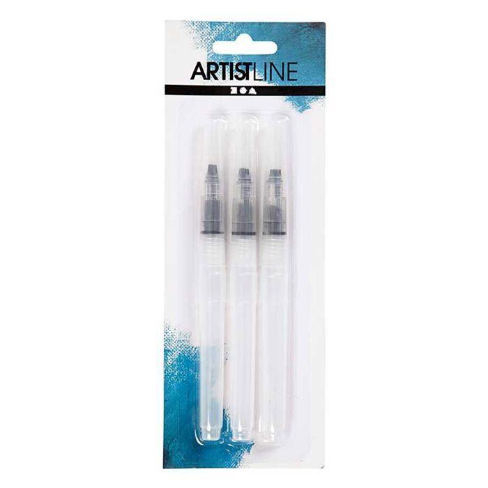 Set de pinceaux pour aquarelle - Mixte - 3 pcs - Poils en nylon - Manche creux - Réserve d'eau