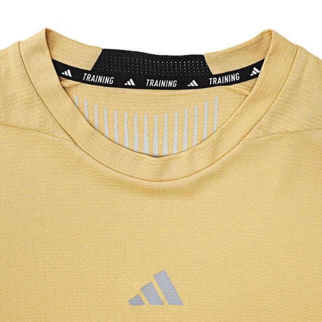 Adidas Однотонная повседневная удобная футболка с круглым вырезом и коротким рукавом для мужчин, желтые IS3740