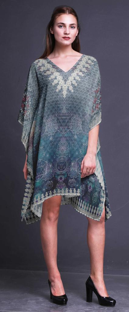 Phagun Ladies Plus Size Kaftan Summer Wear Beach Coverup Kimono Kaftan-4X-5X