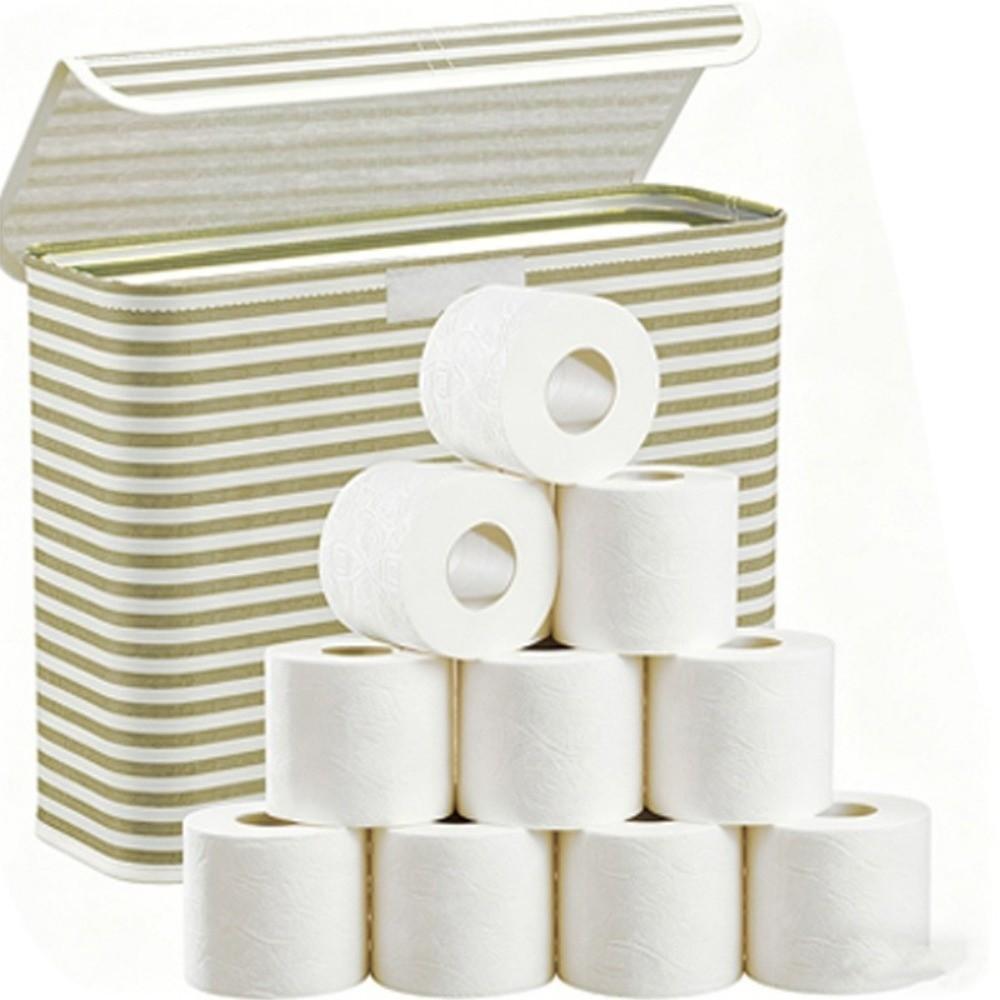 With Lid Toilet Paper Holder Stripe Printed Bathroom Tissue Box Laundry Basket  Bathroom