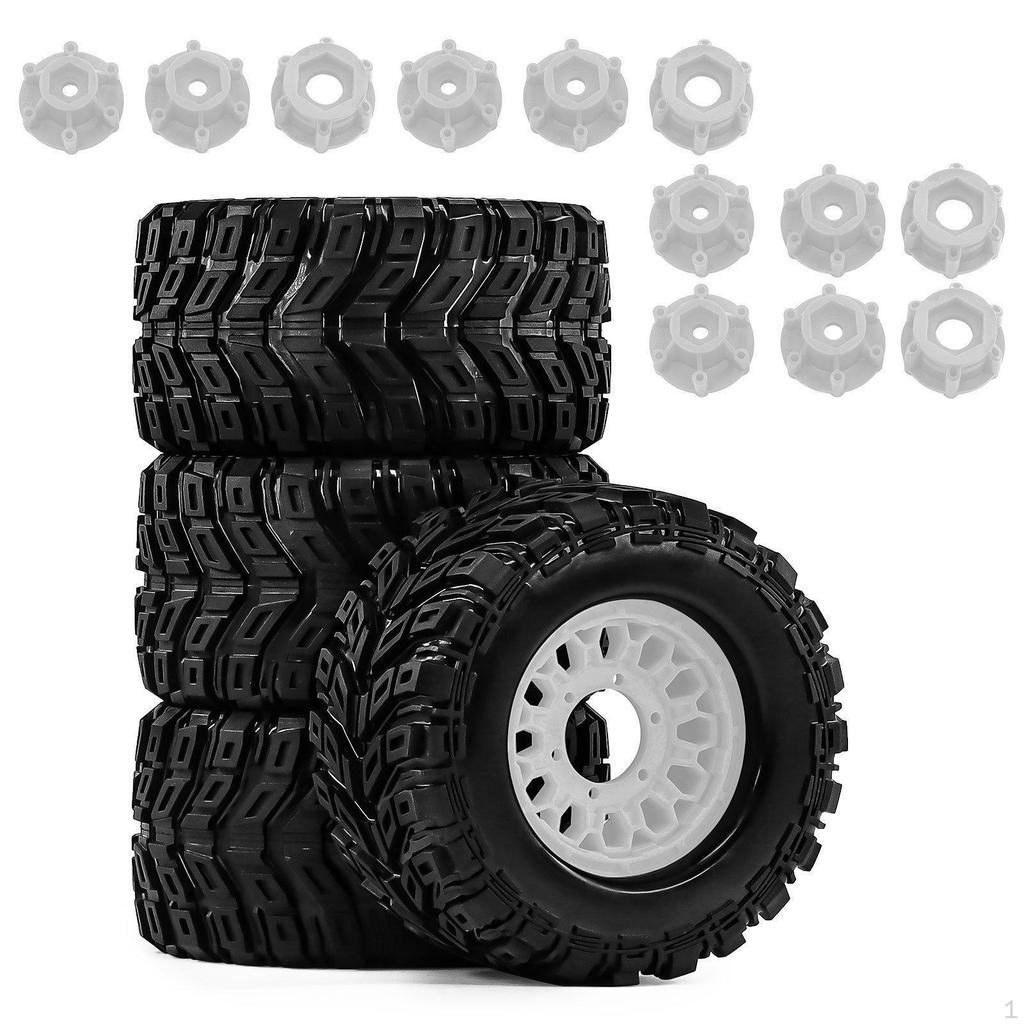 Rc Monster Truck Tires Rims 12mm Hex Wheels Rubber for Bumpy Terrain White