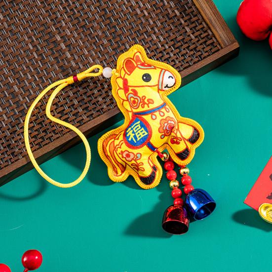 2026 Chinese New Year Horse Lucky Hanging Pendant Zodiac Animal Feng Shui Charm with Tassel/Bell for Spring Festival Wedding Party Car Tree Decor