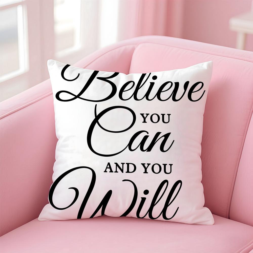 PPersonalized quotes Cushion Cover Pillow Case Soft Friendly Fabric Concealed Zipper