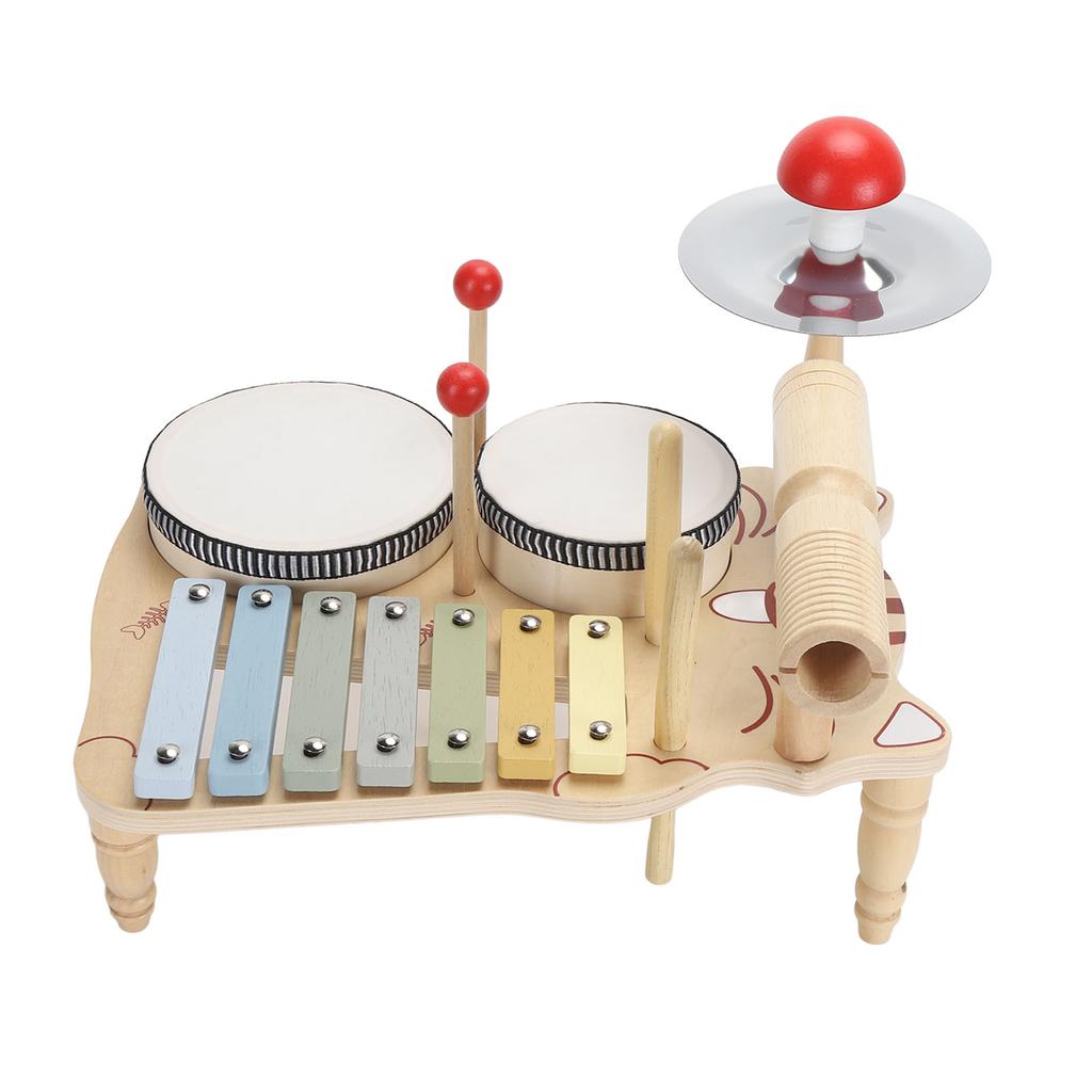 Wooden Musical Drum Set Puzzle Colour Cognition Early Learning Multifunctional Percussion