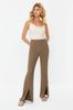 Women's Trousers Fashion New Season Brown Flare Slit Detailed Woven Trousers