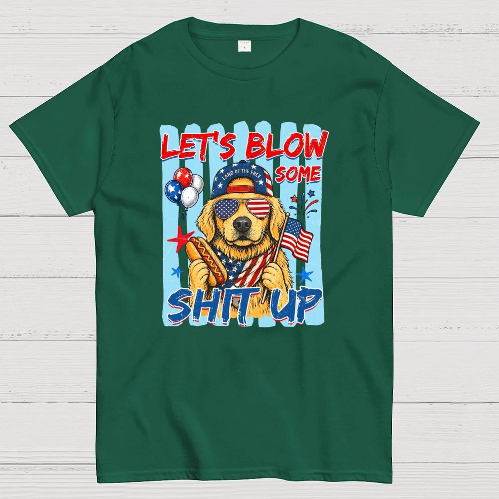 Funny 4th of July Hotdog Dog Stripes Dachshund Cotton Casual Cool Loose T-Shirt