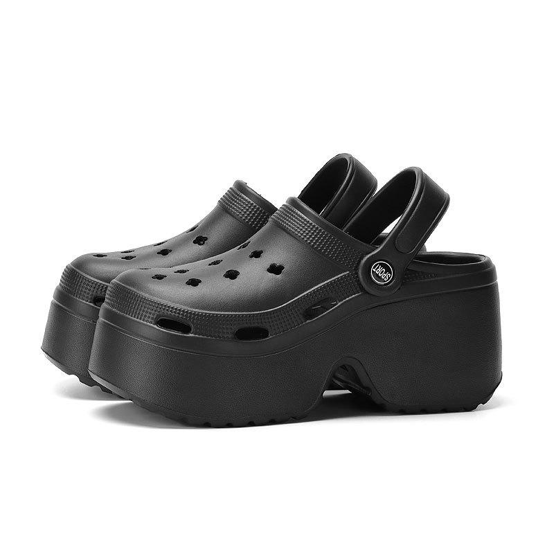 См летняя верхняя одежда толстоподошвенные шлепанцы-маффины приморские пляжные сандалии, туфли с отверстиями на каблуке женские дышащие два способа носки