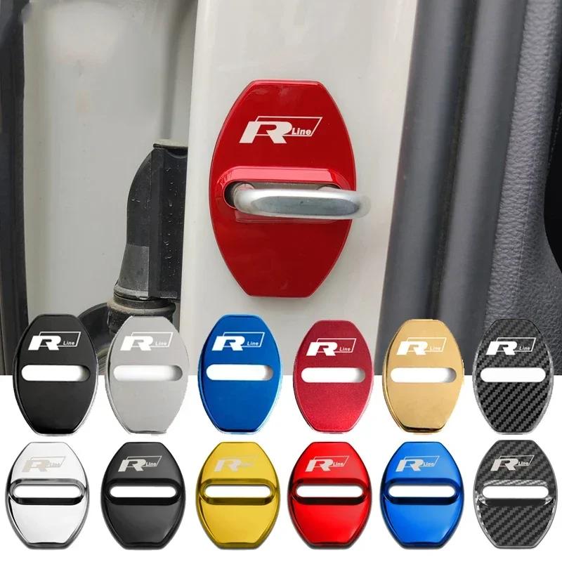 WGLRK1 4Pcs for Volkswagen VW Rline Jetta Santana Golf Polo Lavida Tiguan T-Cross Passat Bora Car Door Lock Cover Protect Buckle Case