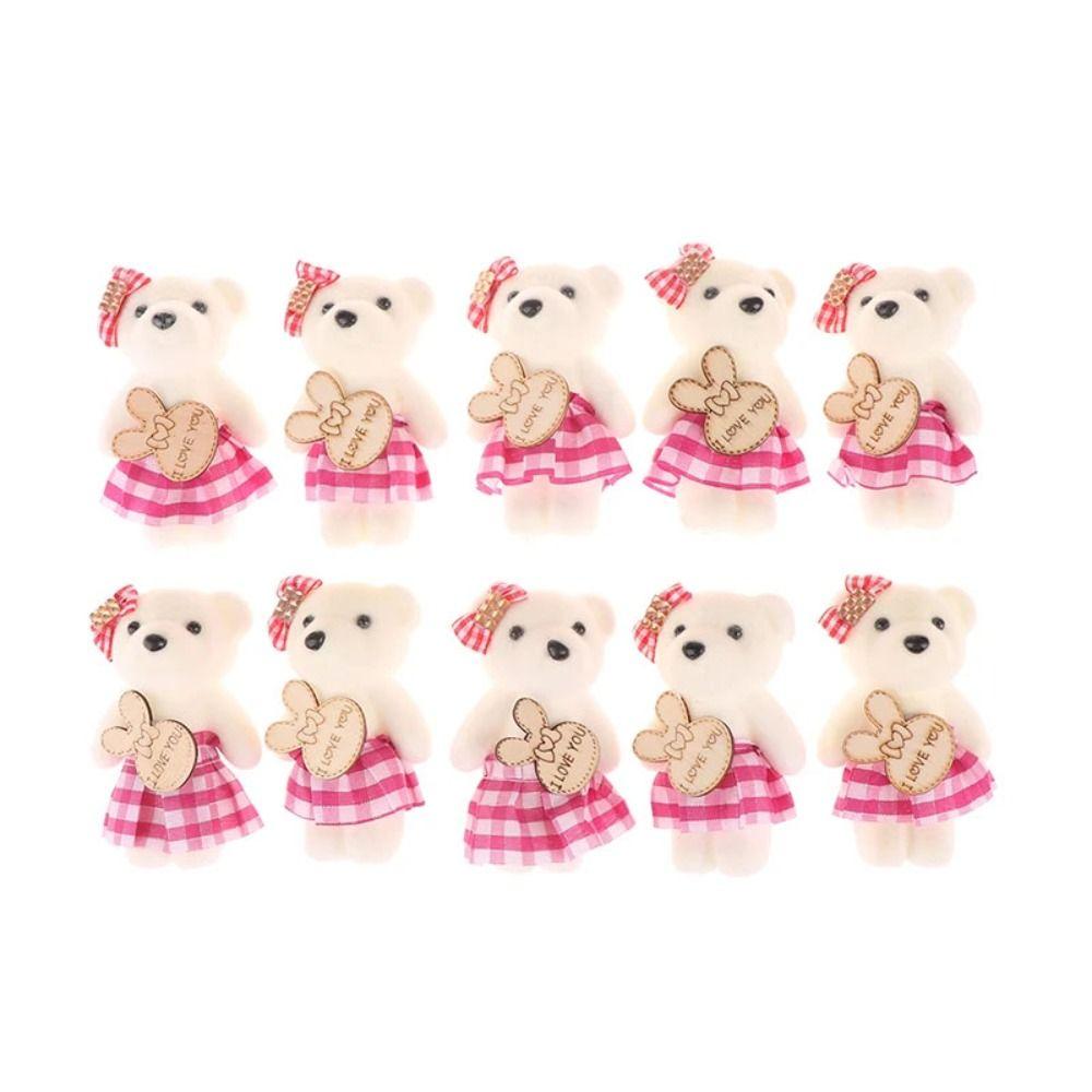 10pcs/bag Plush Doll Mini Bear Flower Bouquet Plush Animal Cartoon Bouquet Doll Girl Birthday Gift