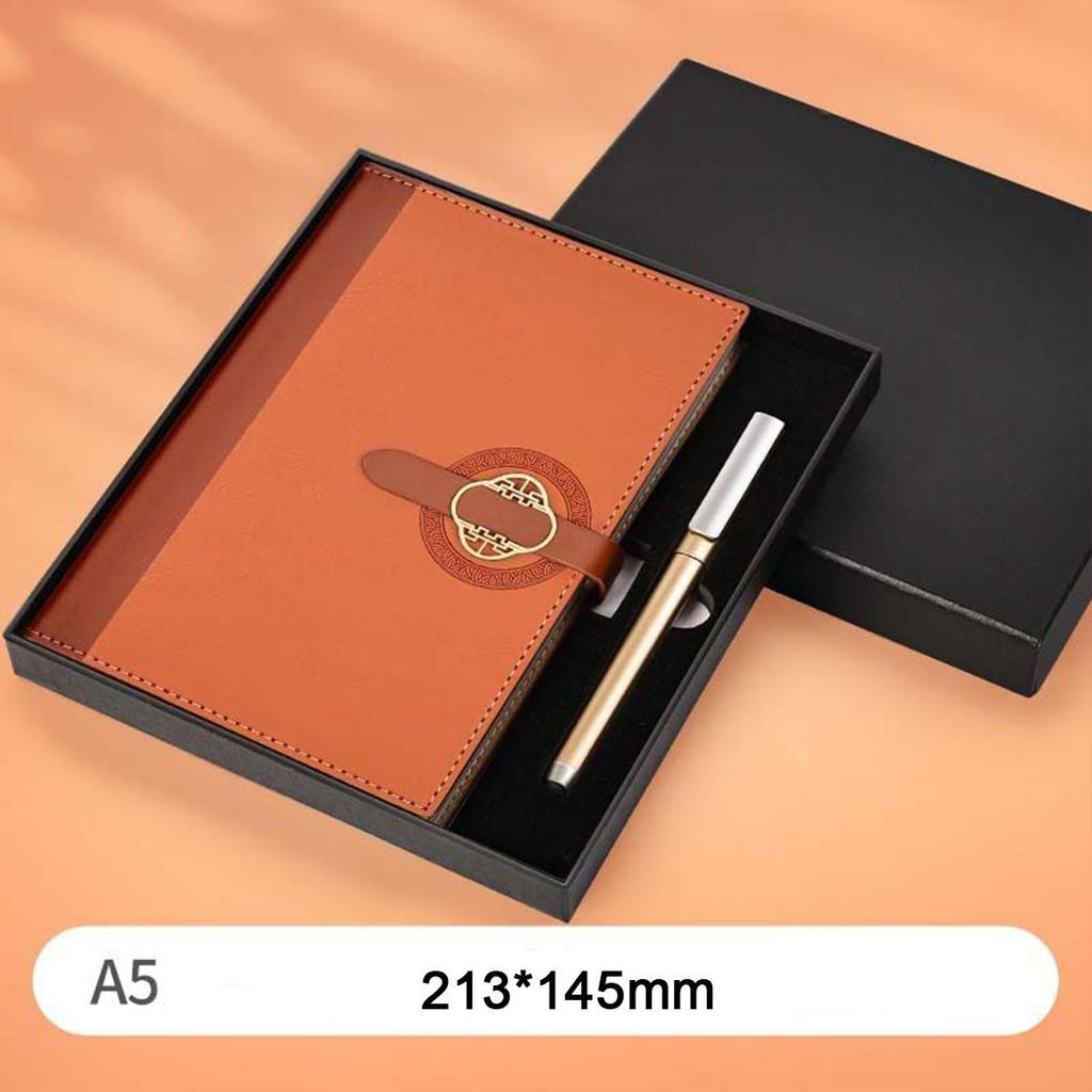 A5 Thick Leather Notepad, Student Subject Notebook, Work Meeting Record Book, Buckle Diary, Business Souvenir, 112 Sheets 224 Pages
