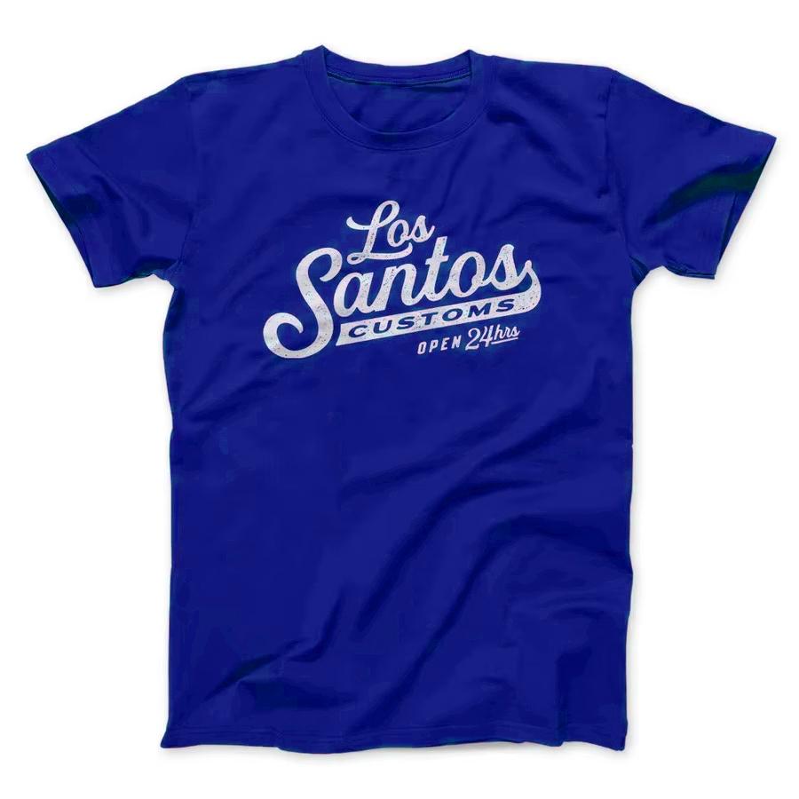 Los Santos Customs T Shirts Graphic Print Casual Tee Classic Letter Streetwear Oversize Loose Top Trendy Vintage Nostalgic Retro