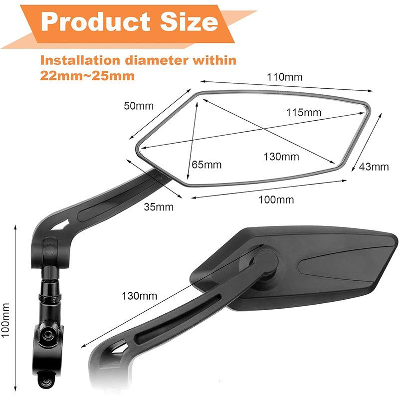 360° Rotating Rearview Mirror for Bicycles, E-bikes & Motorcycles