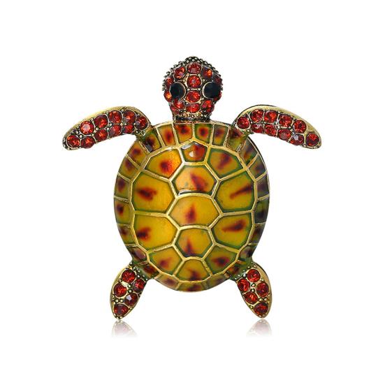 Sea Turtle Brooch Oil-Dripping Rhinestone Animal Shape Retro Personality Gift Men Business Suit