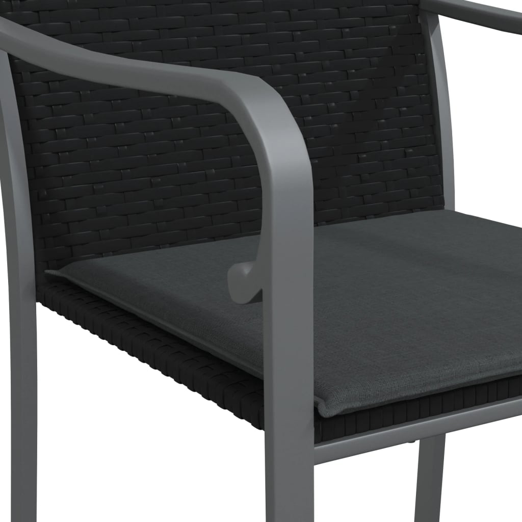 Garden Chairs with Cushions 2 pcs Black 56x59x84 cm PE Rattan