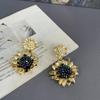 Серьги 'Подсолнухи' нишевого дизайна, Персонализированный модный темперамент, Серьги-цветы, Серьги с бисером ручной работы