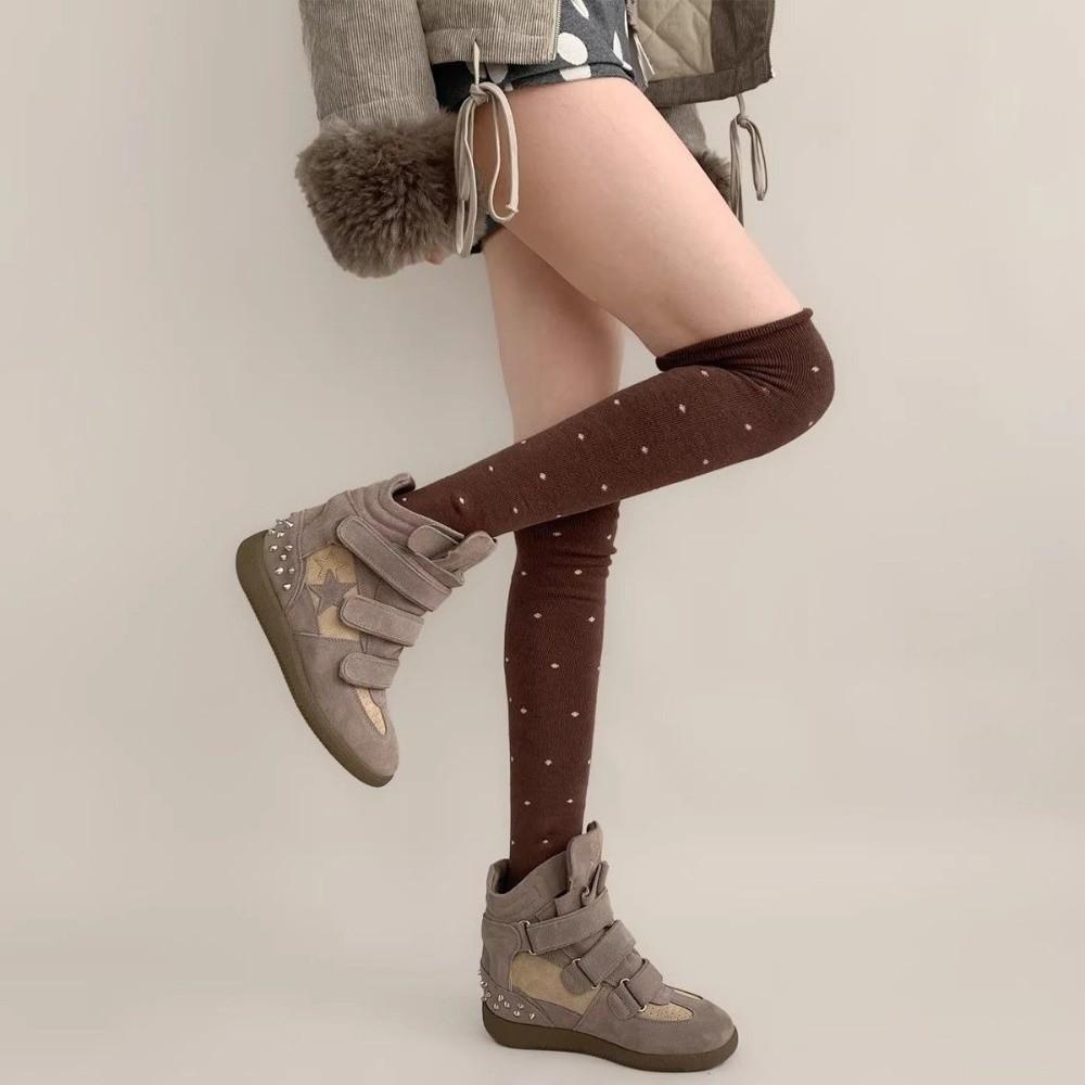 1 Pair Thickened Over Knee Socks Tight Mouth Design Warm Winter Socks Polka Dot Socks for Women