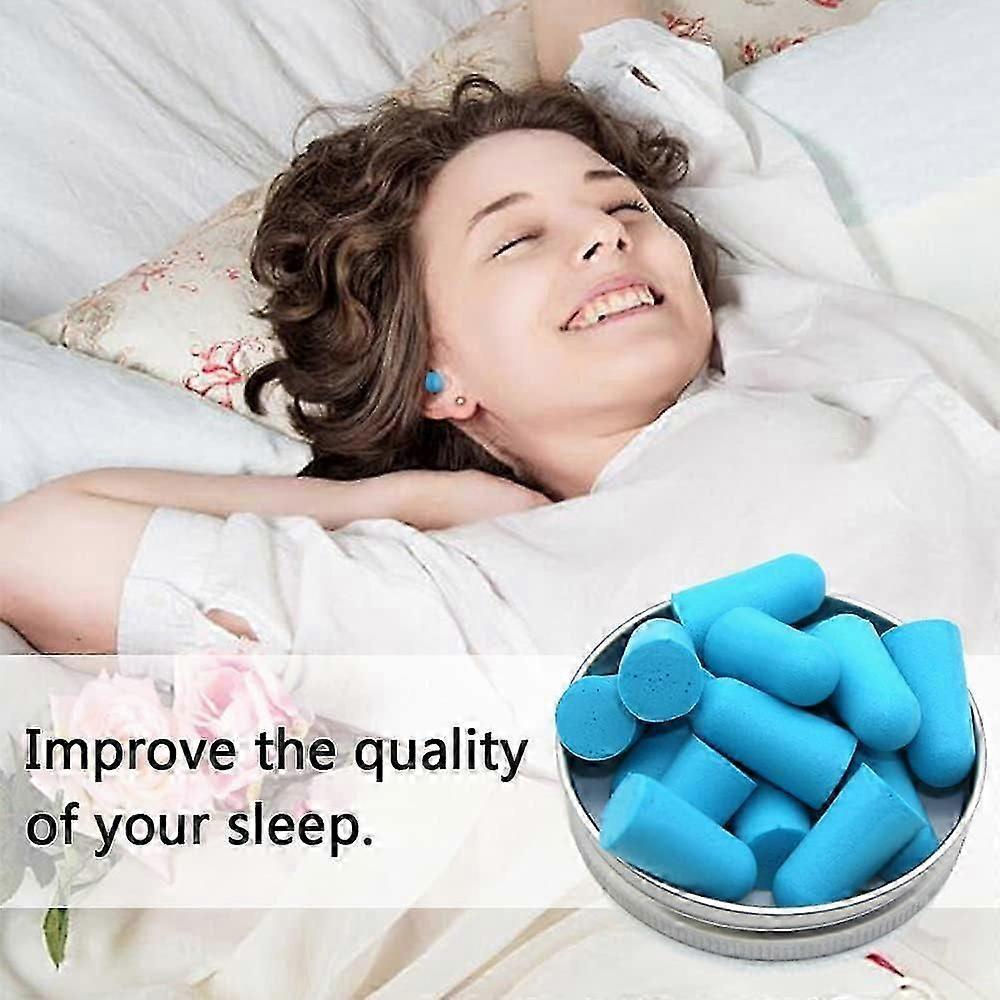 Soft Foam Earplugs, 38dB Highest SNR, 60 Pairs Comfortable Reusable Earplugs for Sleeping, Snoring, Studying (Blue)