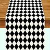 Black White Argyle Table Runner 2D Flat Print Stylish Decor Dining Table Kitchen Table Runner Charming Functional Modern Lively