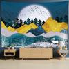Sunrise Forest Tapestry Wall Hanging Bohemian Style Ink Painting Aesthetics Room Psychedelic Home Decor