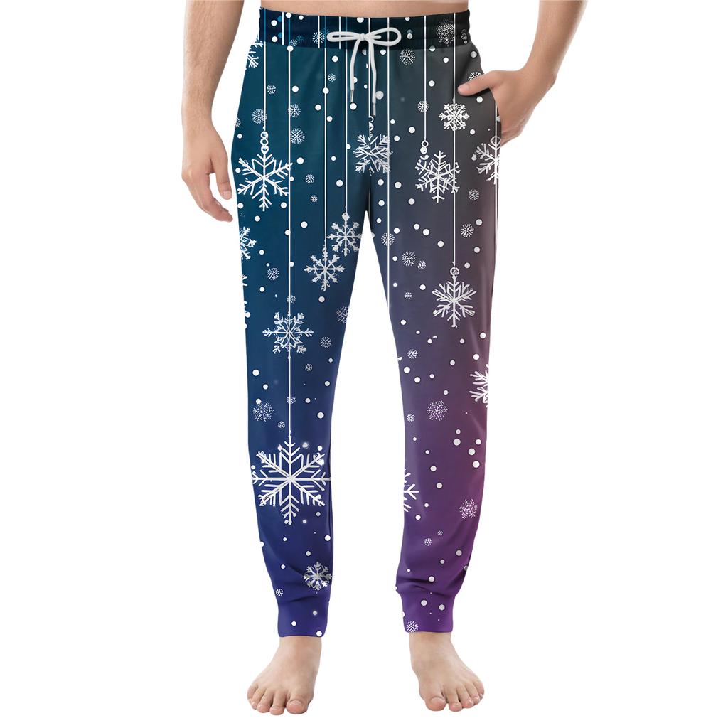 Мужские повседневные брюки с карманами на кулиске и манжетами, домашние брюки для сна