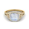 Серебро 925 пробы с позолотой 3,82 карата Форма cushion Лунный камень Одиночный камень с акцентами Свадебное женское кольцо