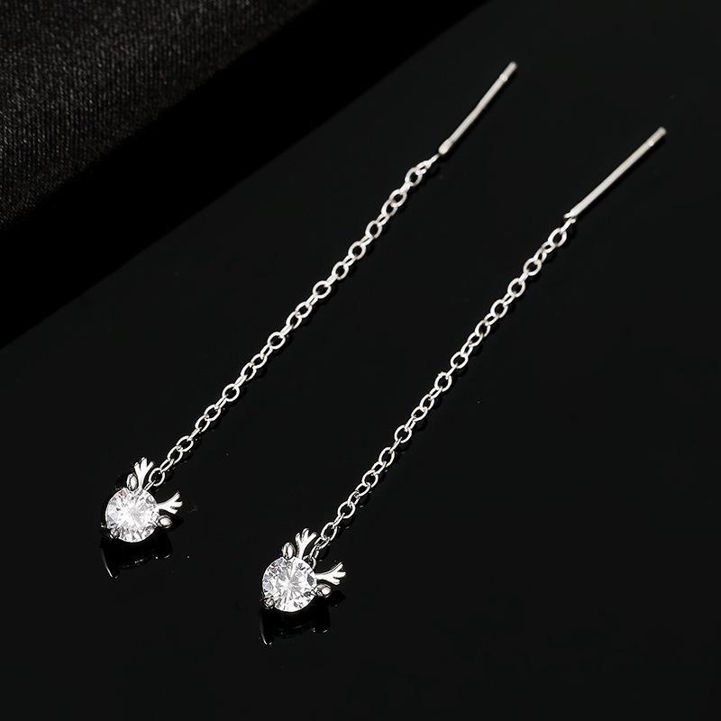 Серьги-кисточки из оленьего рога Banyan Tree S925 из серебра для женщин с бриллиантовыми акцентами