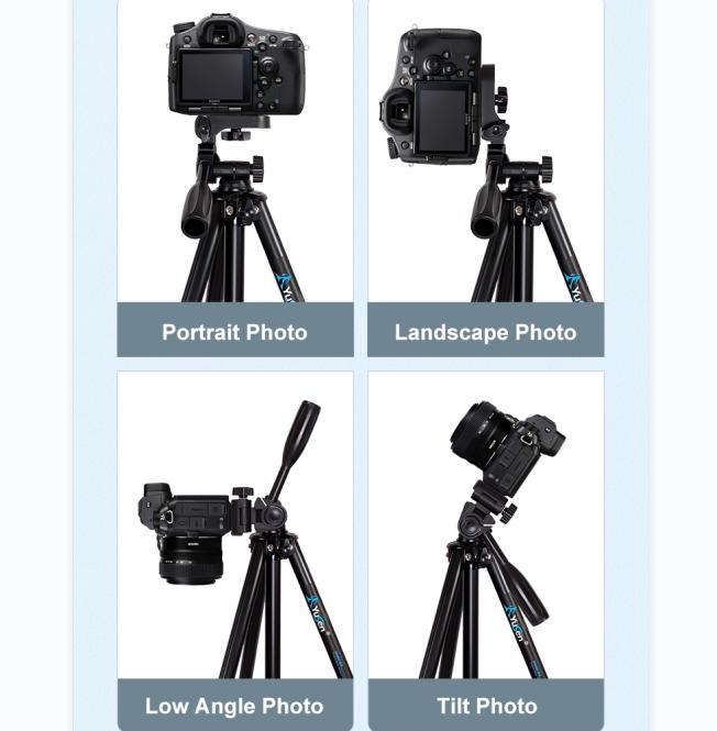 Lightweight Aluminum DSLR Cell Phone Camera Stand Flexible Digit Stabilizer Foldable Rotatable 8kg Load Capacity 1380mm Extended