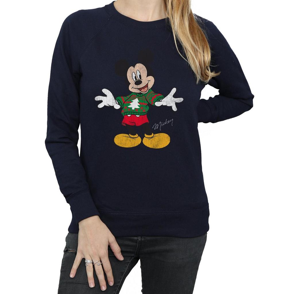 Disney Womens/Ladies Mickey Mouse Christmas Jumper Sweatshirt
